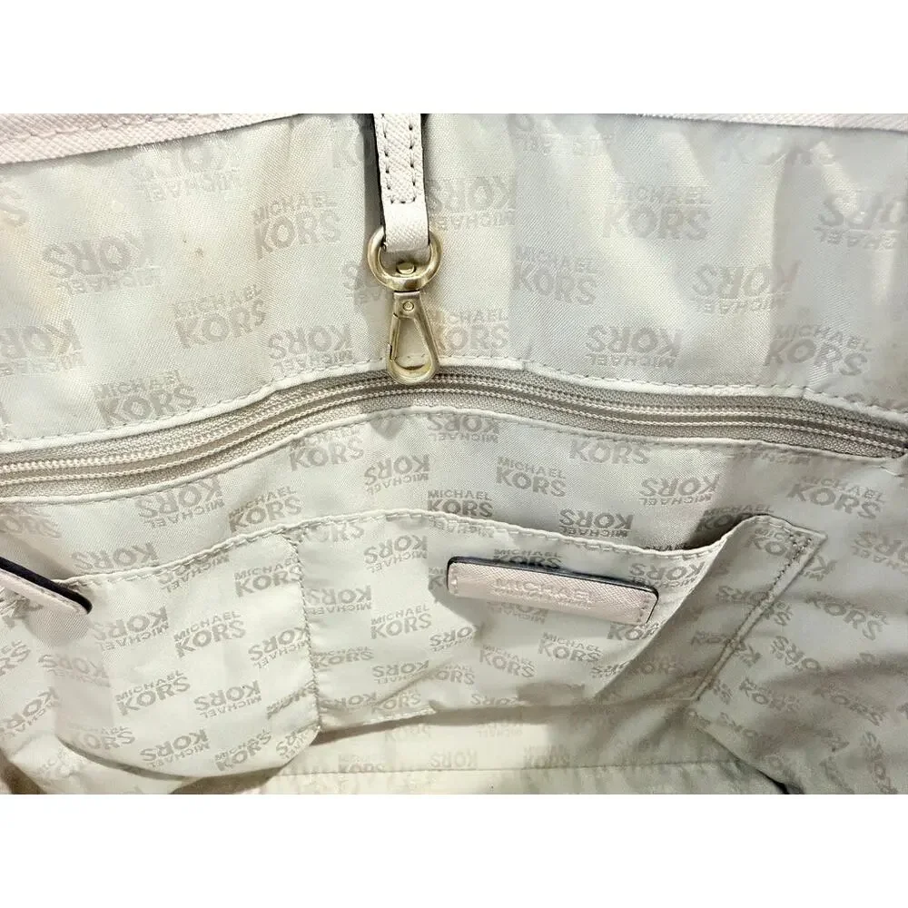 Michael Kors Studded Saffiano Leather Tote Bag Pink Shoulder Bag